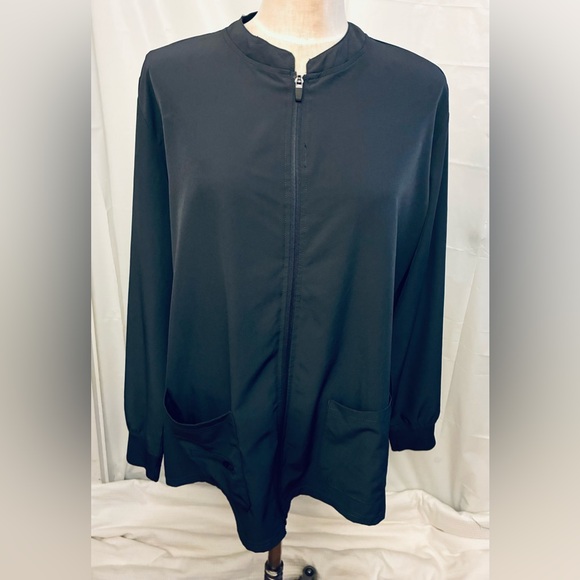 ScrubAid 2X full zip scrub jacket, charcoal, gray, lightweight - Picture 1 of 4